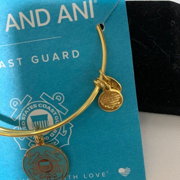 Alex and Ani US COAST GUARD Bangle Bracelet Expandable Yellow Gold Finish NWT - Picture 6 of 6